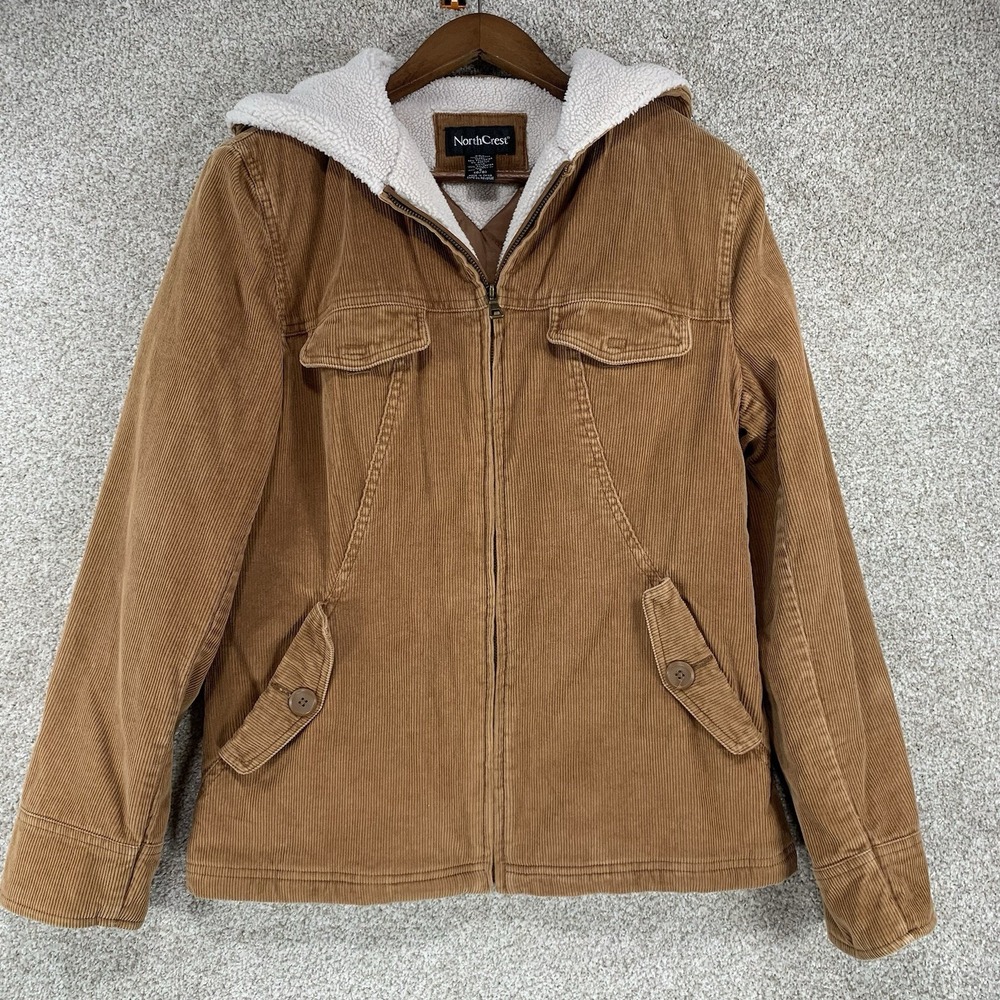 VTG Northcrest Corduroy Jacket 6/8 Sherpa Accents Hood EUC Cottagecore Chore